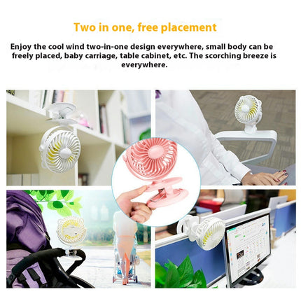 Battery Operated Stroller Fan, Rechargeable USB Powered Mini Clip on Desk Fan