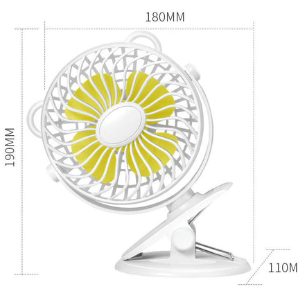 Battery Operated Stroller Fan, Rechargeable USB Powered Mini Clip on Desk Fan