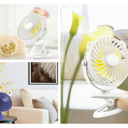 Battery Operated Stroller Fan, Rechargeable USB Powered Mini Clip on Desk Fan