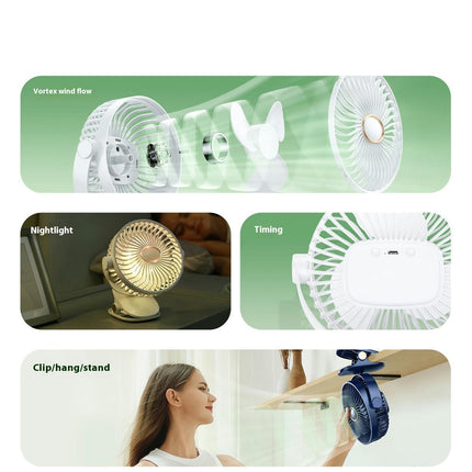 Portable Clip On Fan, Small USB Fan Battery Operated, 5 Speed Rechargeable 360 degrees Rotate Personal Cooling Desk Fan