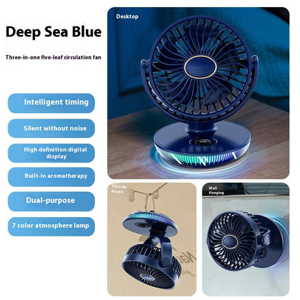 USB Desk Fan, 5 Speeds Powerful Portable Fan, Quiet Cooling Mini Fan, 90 degrees Rotate Small Table Fan