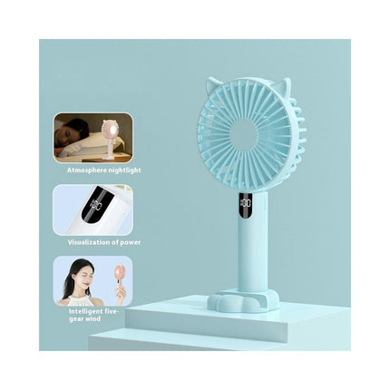 Portable Handheld Fan, Battery Operated Fan with Base,Digital Display 90 degrees Ajustable Mini Fan for Outdoor Indoor