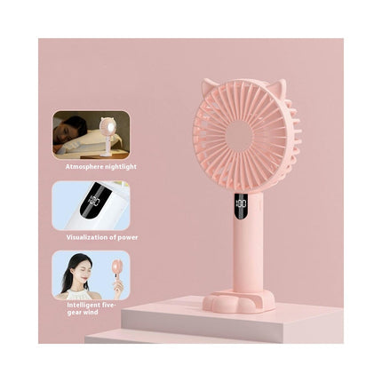 Portable Handheld Fan, Battery Operated Fan with Base,Digital Display 90 degrees Ajustable Mini Fan for Outdoor Indoor