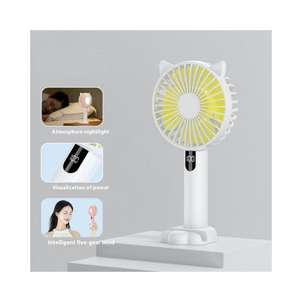 Portable Handheld Fan, Battery Operated Fan with Base,Digital Display 90 degrees Ajustable Mini Fan for Outdoor Indoor