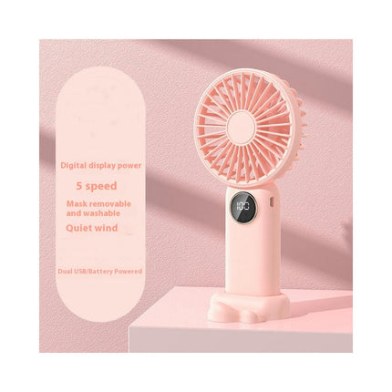 Portable Handheld Fan, Battery Operated Fan with Base,Digital Display 90 degrees Ajustable Mini Fan for Outdoor Indoor