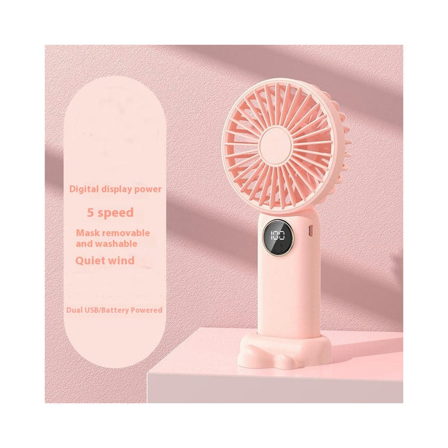 Portable Handheld Fan, Battery Operated Fan with Base,Digital Display 90 degrees Ajustable Mini Fan for Outdoor Indoor