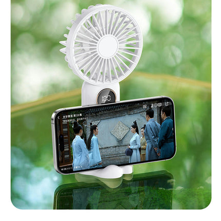 Portable Handheld Fan, Battery Operated Fan with Base,Digital Display 90 degrees Ajustable Mini Fan for Outdoor Indoor