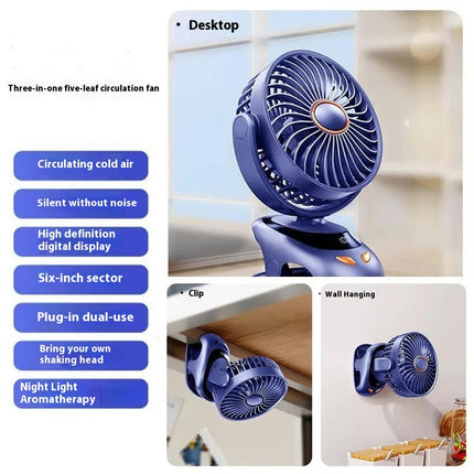 Portable Clip on Fan, 5 Speed Quiet Mini Personal Desk Fan, USB Rechargeable Fan for Cart Stroller Home Office