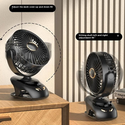 Portable Clip on Fan, 5 Speed Quiet Mini Personal Desk Fan, USB Rechargeable Fan for Cart Stroller Home Office