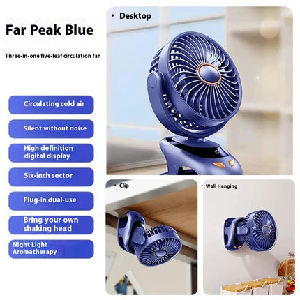 USB Clip on Fan, Strong Wind Ultra Quiet Small Desk Fan 5 Speeds Mini Personal Fan for Home Office Desktop