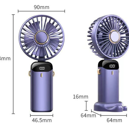 Portable Handheld Fan,4000mAh Personal Fan with LED Display 5 Speed Desk Fan Rechargeable Hand Held Fan