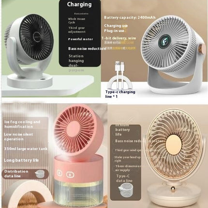 3 Speeds Powerful Portable Fan, Quiet Cooling Mini Fan, USB Rechargeable Small Table Fan