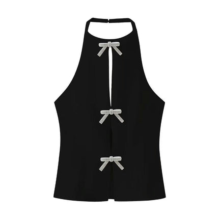 Womens Spaghetti Strap Tank Tops Casual Bow Front Sleeveless Summer Tops