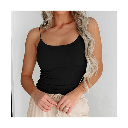 Women's Sleeveless Crop Tank Top Spaghetti Strap Ribbed Knit Cami Tops