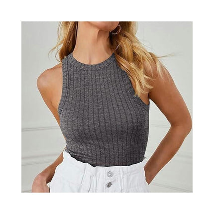 Ribbed Knit Racerback Basic Tank Tops for Women Sleeveless Crop Tank Top