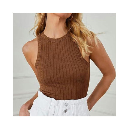 Ribbed Knit Racerback Basic Tank Tops for Women Sleeveless Crop Tank Top