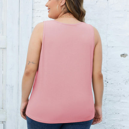 Women's Plus Size V Neck Tank Tops Summer Casual Sleeveless Ribbed Tops