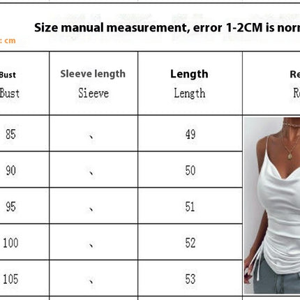 Women's Spaghetti Strap Tank Top V Neck Drawstring Camisole Tops