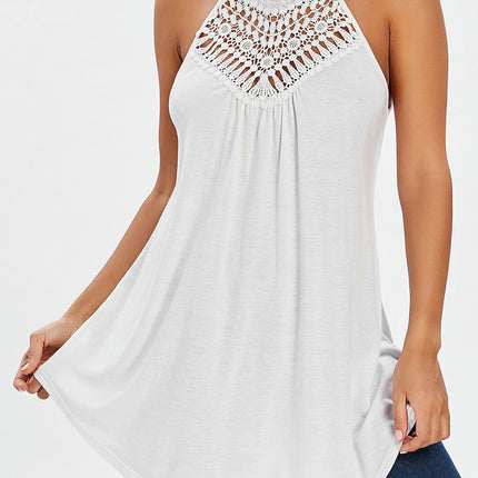 Women's Summer Halter Spaghetti Strap Flowy Tank Tops Sleeveless Lace Cami Camisole