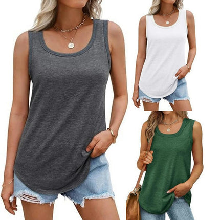 Women Scoop Neck Loose Fit Tank Top Sleeveless Summer Tops Shirts