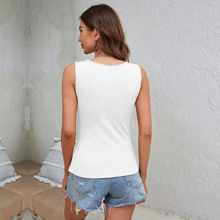 Womens Summer V Neck Tank Tops Casual Slim Fitted Basic Tops Sleeveless Shirts