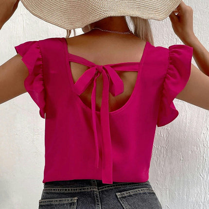 Tank Tops for Women Loose Fit Summer V Neck Ruffled Sleeveless Tanks