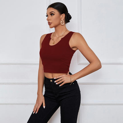 Women's Basic Sleeveless Crop Top Ribbed U Neck Casual Summer Tops