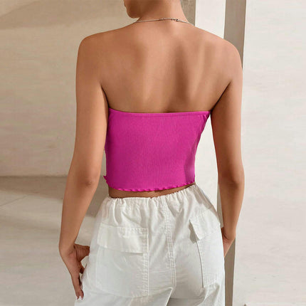 Women Sleeveless Crop Tube Top Sexy Strapless Slim Fit Summer Tank Top