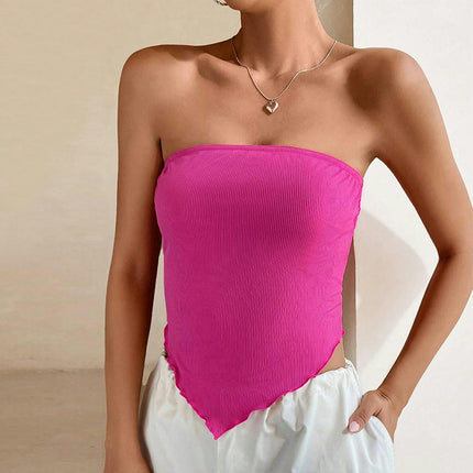 Women Sleeveless Crop Tube Top Sexy Strapless Slim Fit Summer Tank Top