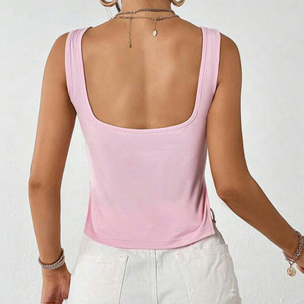 Women's Sleeveless Slim Crop Tank Top Pleated Sweetheart Neck Slits Cropped Cami