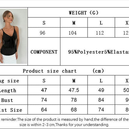 Women's Tie Front Tank Top Backless Deep V Neck Spaghetti Strap Top