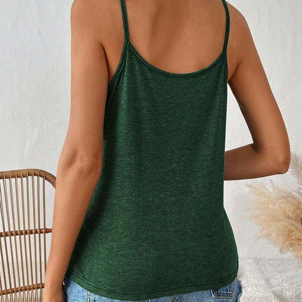 Womens Summer Sleeveless V Neck Twist Front Spaghetti Strap Tank Tops