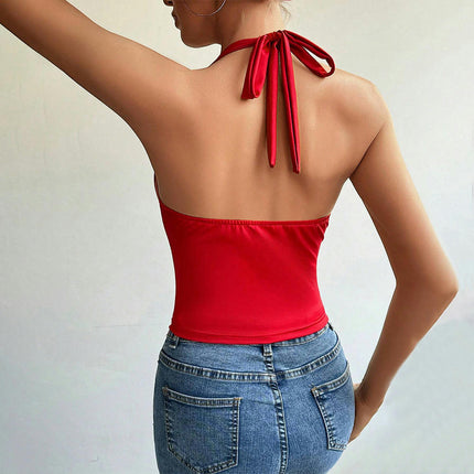 Women Sexy Strapless Halter Tank Top Slim Sleeveless Backless Crop Tops