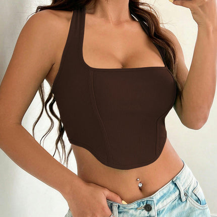 Women's Sexy Halter Crop Tops Summer Sleeveless Backless Tank Top