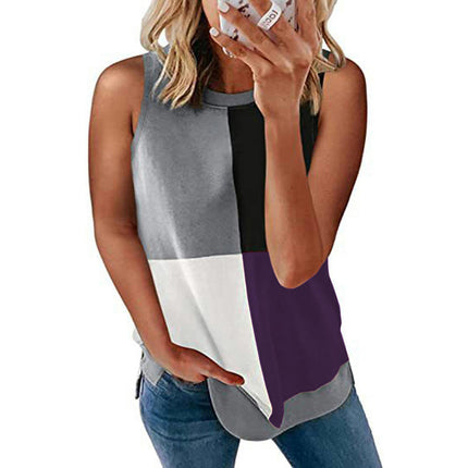 Womens Tank Tops Summer Casual Sleeveless Loose Fit Round Neck Basic T-Shirt