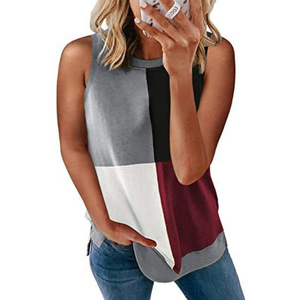 Womens Tank Tops Summer Casual Sleeveless Loose Fit Round Neck Basic T-Shirt