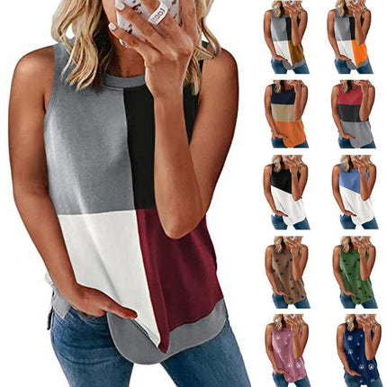 Womens Tank Tops Summer Casual Sleeveless Loose Fit Round Neck Basic T-Shirt