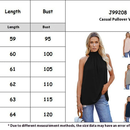 Women Summer Sleeveless Tie Mock Neck Halter Tops Casual Bow Loose Tank Top