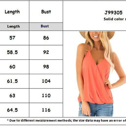 Womens Deep V Neck Wrap Spaghetti Strap Tank Tops Summer Sleeveless Blouses