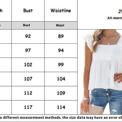 Women's Summer Peplum Blouse Square Neck Ruffle Strap Sleeveless Babydoll Tank Top