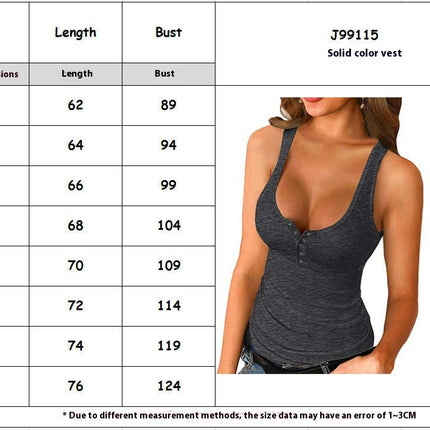 Women's Crew Neck Tank Tops Summer Sleeveless Ribbed Button Casual Henley Shirts