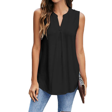 Sleeveless Tank Tops for Women V Neck Casual Summer Chiffon Shirts