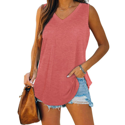 Women's V Neck Tank Top Summer Sleeveless Casual Loose Fit Blouses Tops