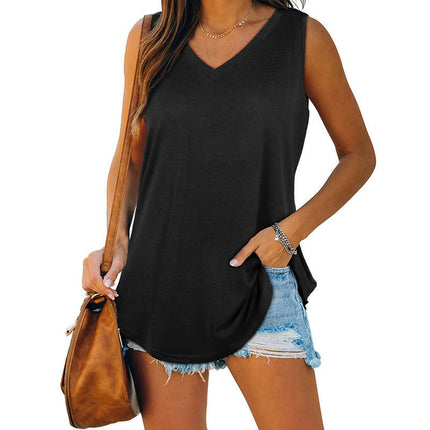 Women's V Neck Tank Top Summer Sleeveless Casual Loose Fit Blouses Tops