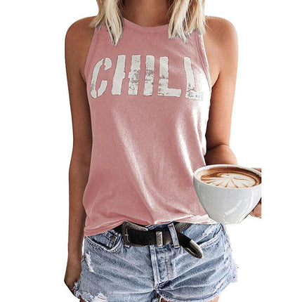 Women Crewneck Flowy Loose Fit Tank Top Sleeveless Summer Tops Shirts