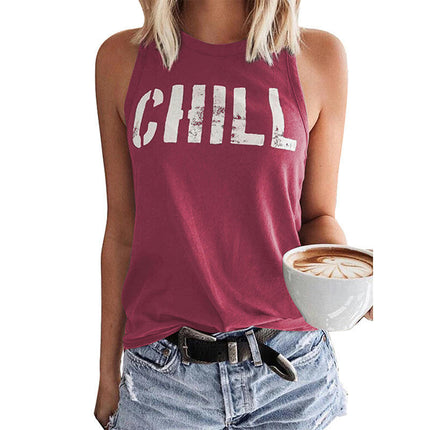 Women Crewneck Flowy Loose Fit Tank Top Sleeveless Summer Tops Shirts