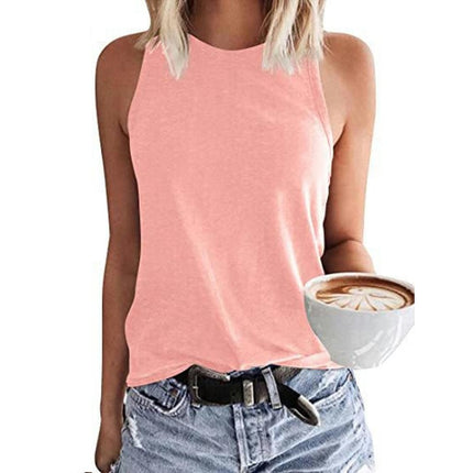 Womens Crew Neck Tank Tops Summer Top Casual Sleeveless Blouses