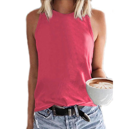 Womens Crew Neck Tank Tops Summer Top Casual Sleeveless Blouses