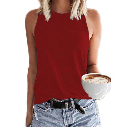 Womens Crew Neck Tank Tops Summer Top Casual Sleeveless Blouses