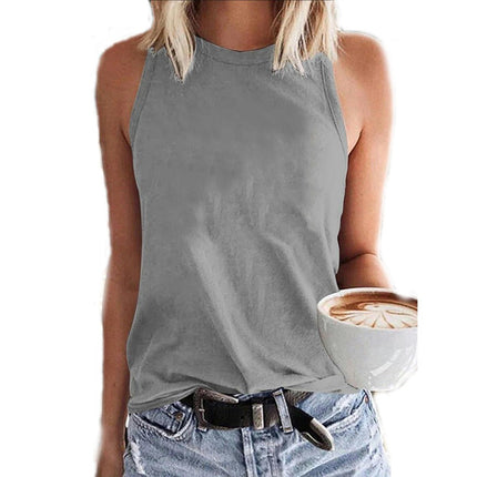 Womens Crew Neck Tank Tops Summer Top Casual Sleeveless Blouses